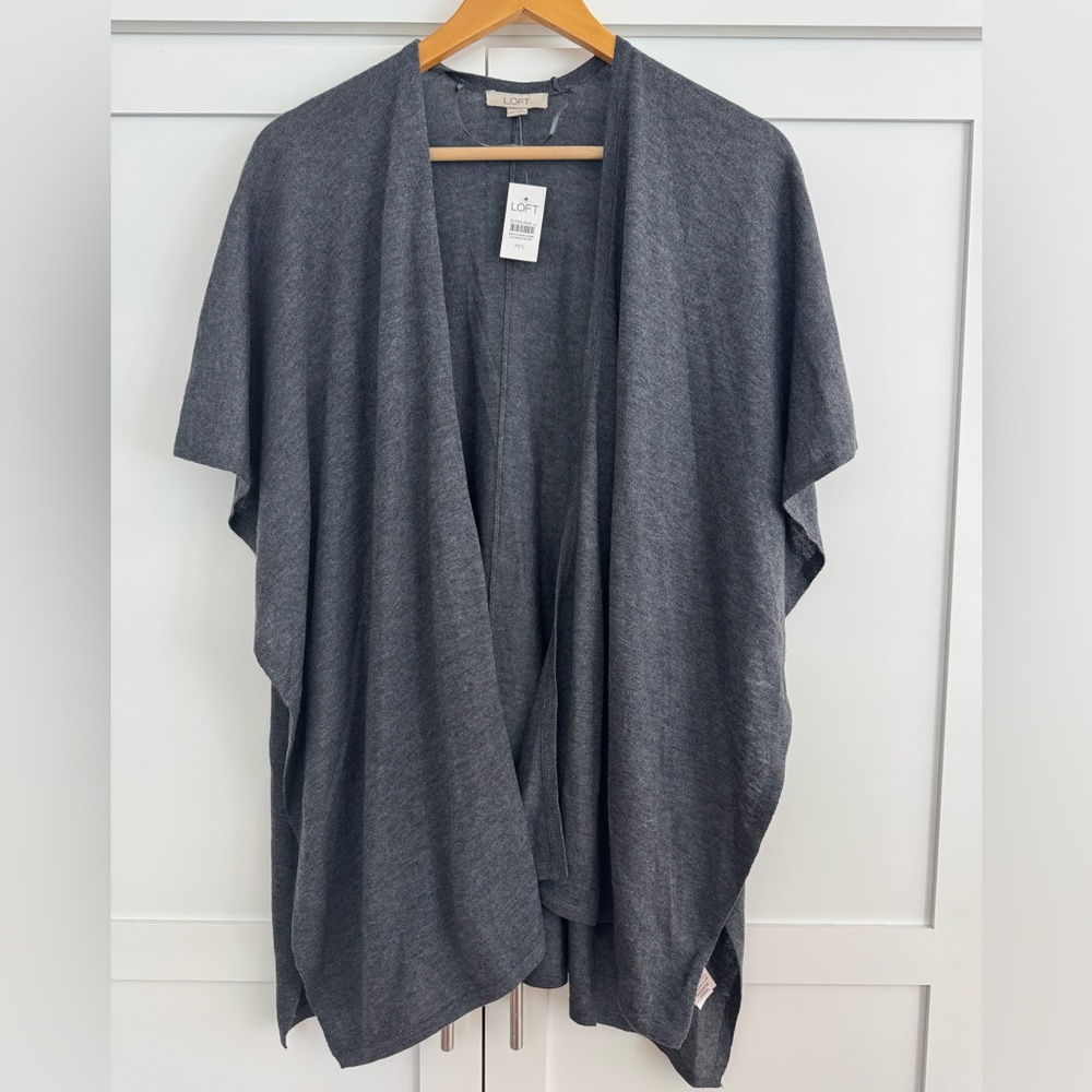 NWT LOFT Charcoal Gray Draped Wrap/Shawl size M/L